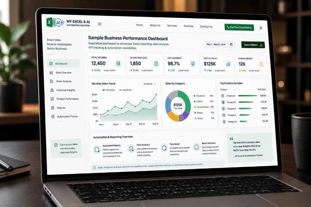Business analytics dashboard on laptop